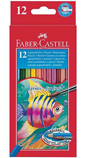 Picture of FABER CASTELL AQUARELLE PENCIL COLOURS X12 INCL. BRUSH
